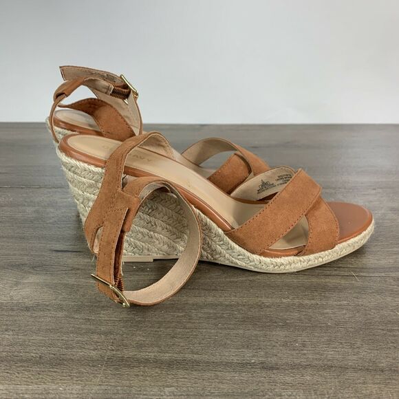 Old Navy Women's Espadrille Platform Sandals Size 9 Caramel Ankle Strap Wedge - Picture 1 of 10